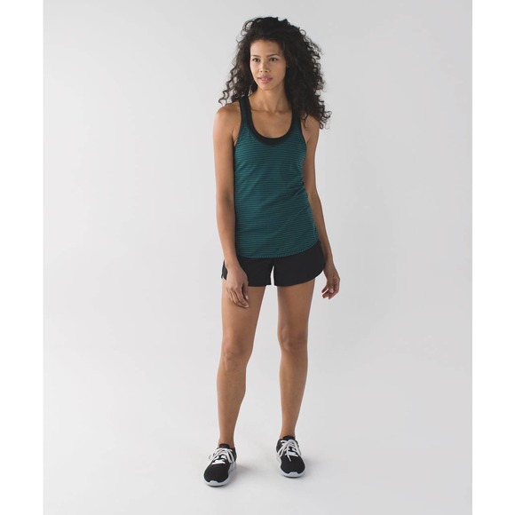 Lululemon What The Sport Singlet II Stripe Forage Teal Dark Fuel Tank Top 6 - Picture 1 of 10